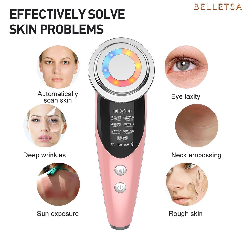 Ultrasonic Face Cleaning Skin Scrubber Facial Cleaner Machine Pore Cleaner Skin Care Set Face Cleaner + EMS LED Beauty Device