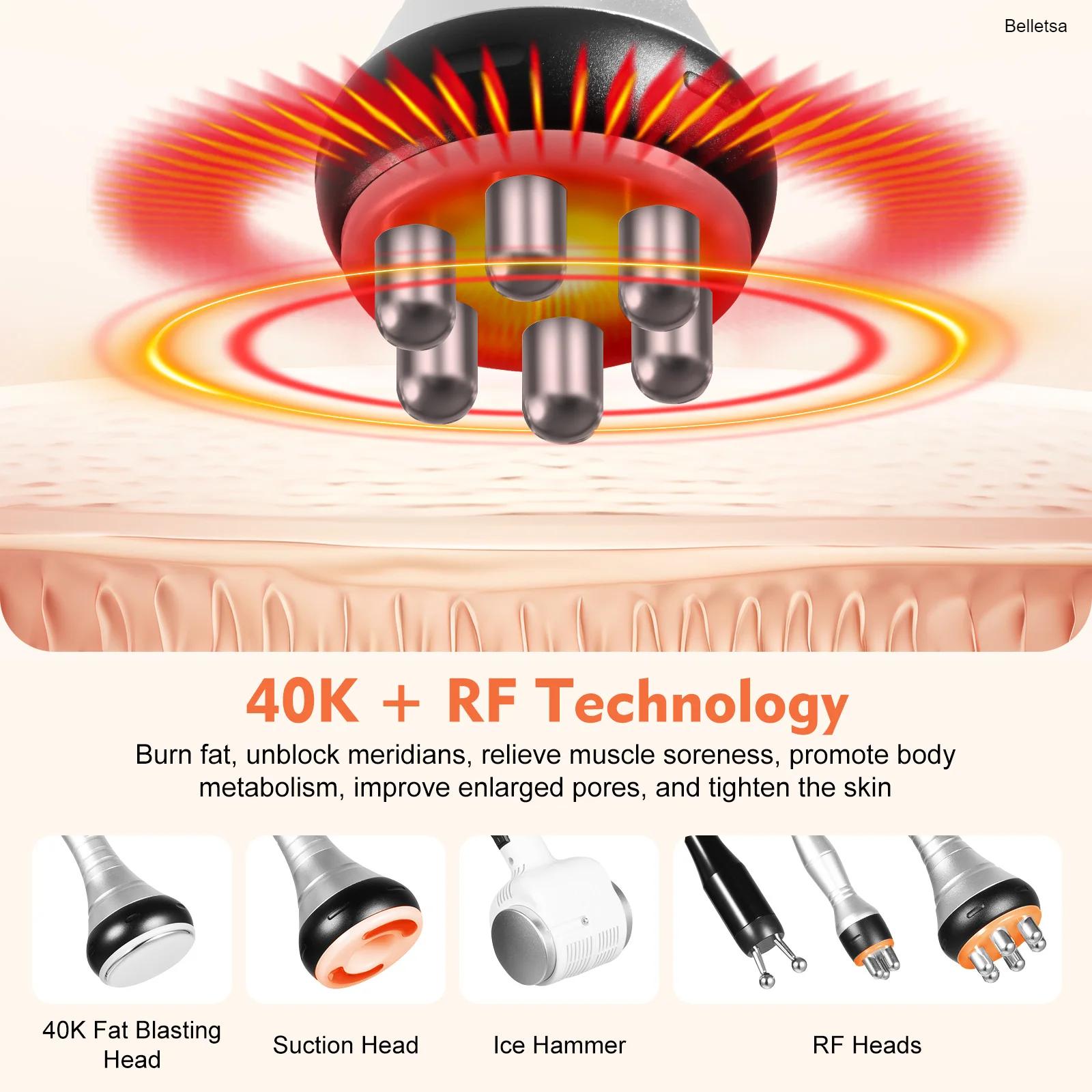 6-in-1 Beauty Machine 40K RF Fat Blasting Cavitation Machine with 6 Head for Spa Salon Home Facial Body Slimming – 250W EU Plug 6-in-1 Beauty Machine 40K RF Fat Blasting Cavitation Machine with 6 Head for Spa Salon Home Facial Body Slimming – 250W EU Plug