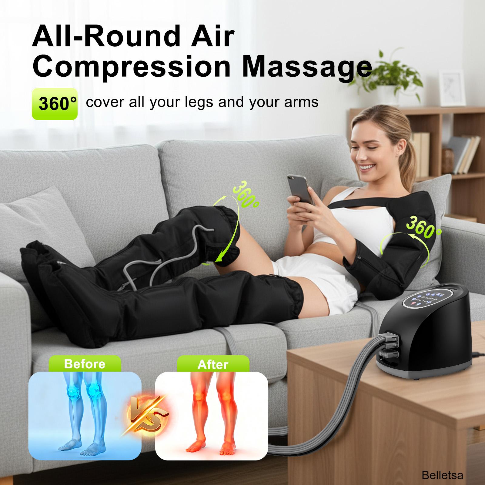 Air Compression Arm Leg Massager Set with 10 Intensity Levels Full Coverage Pain Relief Leg Massager One Size for Men Women Home Air Compression Arm Leg Massager Set with 10 Intensity Levels Full Coverage Pain Relief Leg Massager One Size for Men Women Home