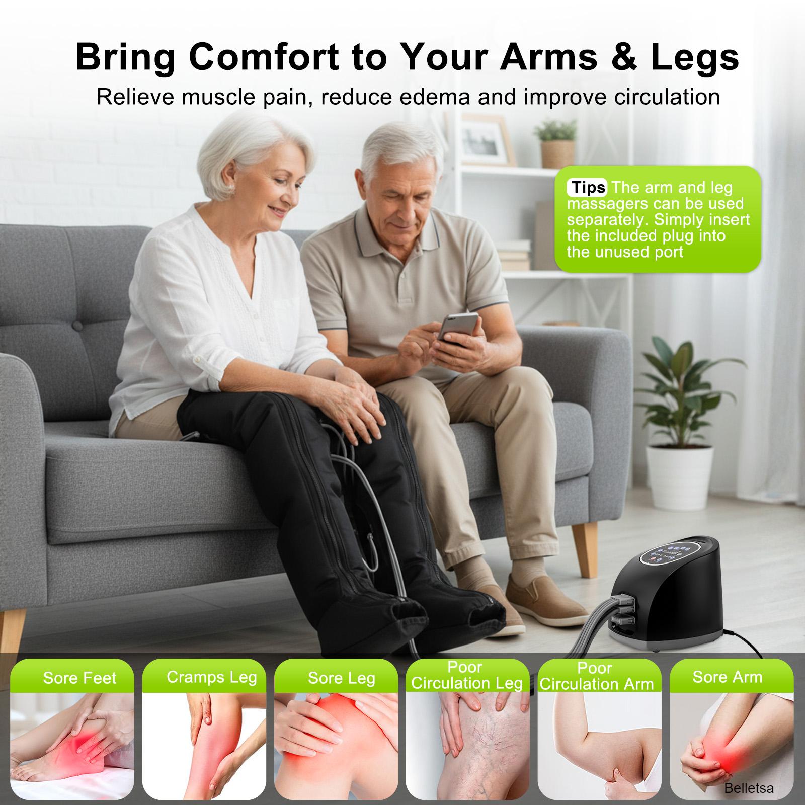 Air Compression Arm Leg Massager Set with 10 Intensity Levels Full Coverage Pain Relief Leg Massager One Size for Men Women Home Air Compression Arm Leg Massager Set with 10 Intensity Levels Full Coverage Pain Relief Leg Massager One Size for Men Women Home